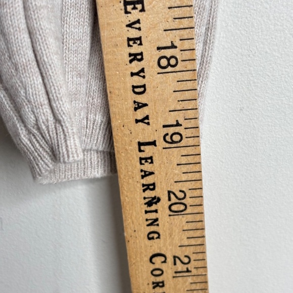 VTG Eddie Bauer Turtleneck Sweater L Beige Oatmeal Ribbed Cotton 3/4 Sleeve Tan - Picture 8 of 9